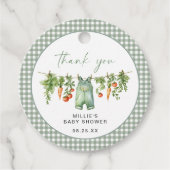 地元で育った赤ちゃんシャワーのラウンドフェイスセージのギンガム フェイバータグ (正面)