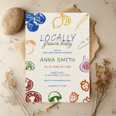 地元で育った赤ちゃんシャワー手描き野菜 招待状