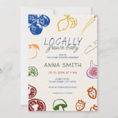 地元で育った赤ちゃんシャワー手描き野菜 招待状 (正面)