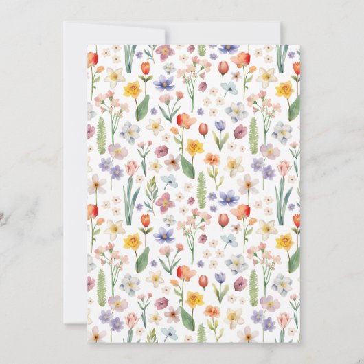 地元で育った赤ちゃんシャワー招待状グリーン花模様 招待状 (裏面)