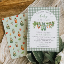地元で育った赤ちゃんシャワー招待状セージ緑