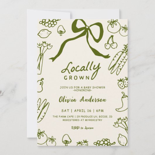 地元で育った赤ちゃんシャワー招待状テンプレートEdi 招待状 (正面)