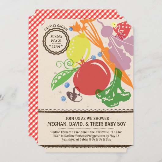 地元で育った赤ちゃんシャワー招待状 招待状 (正面/裏面)