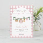 地元で育った赤ちゃんシャワー招待状、農家ピンク 招待状 (スタンド正面)