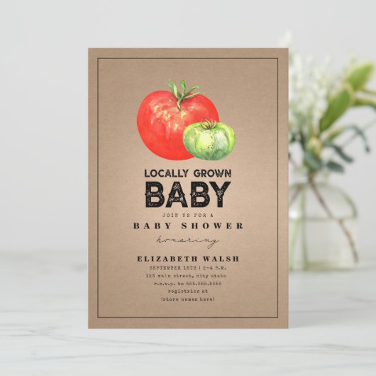 地元で育った赤ちゃんシャワー水カラーカードストック 招待状 (スタンド正面)