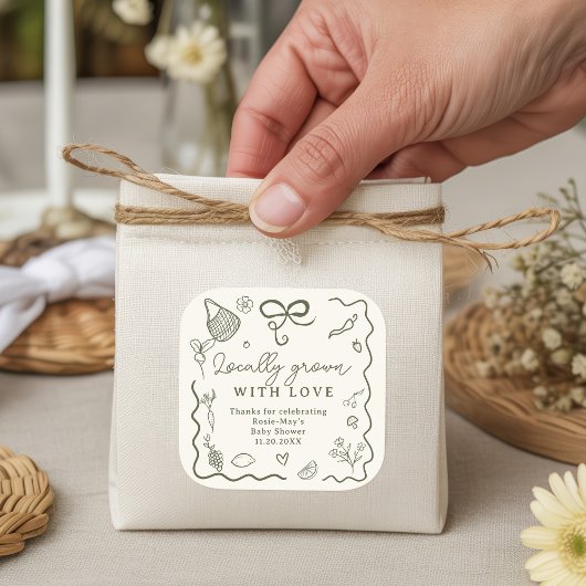 地元で育った赤ちゃんシャワー素朴ファーマーズマーケット スクエアシール