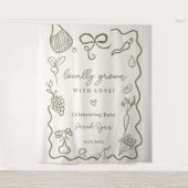 地元で育った赤ちゃんシャワー素朴ファーマーズマーケット タペストリー (正面)