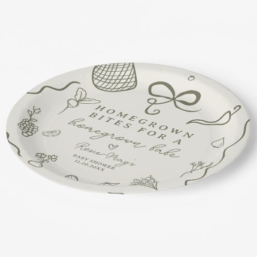 地元で育った赤ちゃんシャワー素朴ファーマーズマーケット ペーパープレート (アングル)