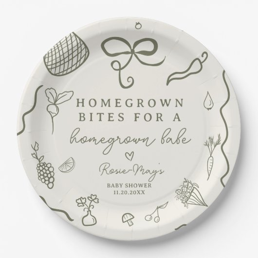 地元で育った赤ちゃんシャワー素朴ファーマーズマーケット ペーパープレート (正面)