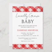 地元で育った赤ちゃんシャワー農家マーケットレッド 招待状 (正面)