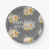 地元で育った赤ちゃんシャワー |カラーブロックグレー ペーパープレート (正面)