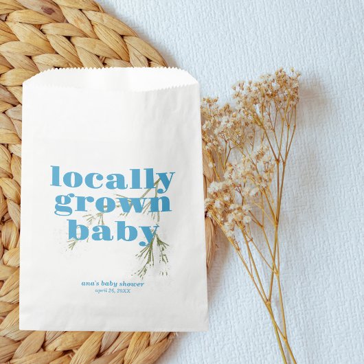 地元で育った赤ちゃんシャワー |モダン、ミニマル青 フェイバーバッグ