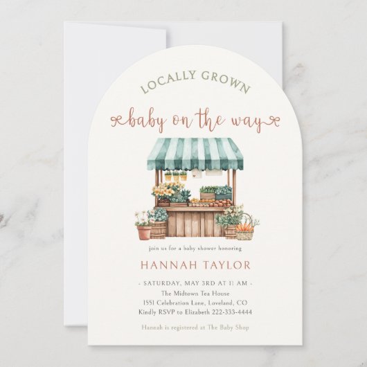 地元で育った赤ちゃんシャワー 招待状 (正面)