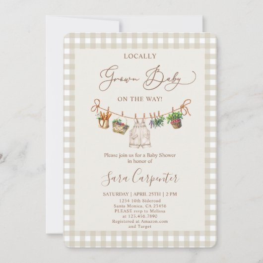 地元で育った赤ちゃんシャワー 招待状 (正面)