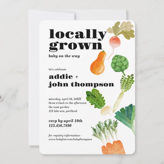地元で育った赤ちゃんシャワー |招待状 |野菜 招待状 (正面)