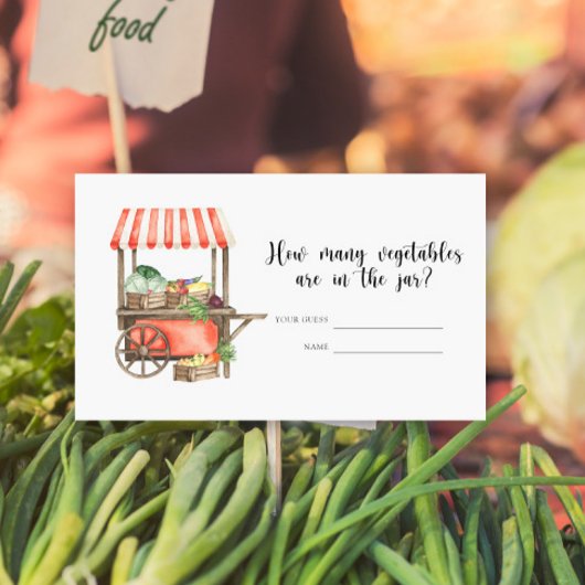 地元で育った赤ちゃんシャワー – 野菜の数 エンクロージャーカード