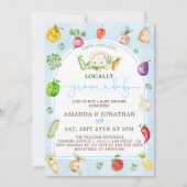 地元で育った赤ちゃんブルーの赤ちゃんシャワー 招待状 (正面)