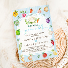 地元で育った赤ちゃんブルーの赤ちゃんシャワー 招待状