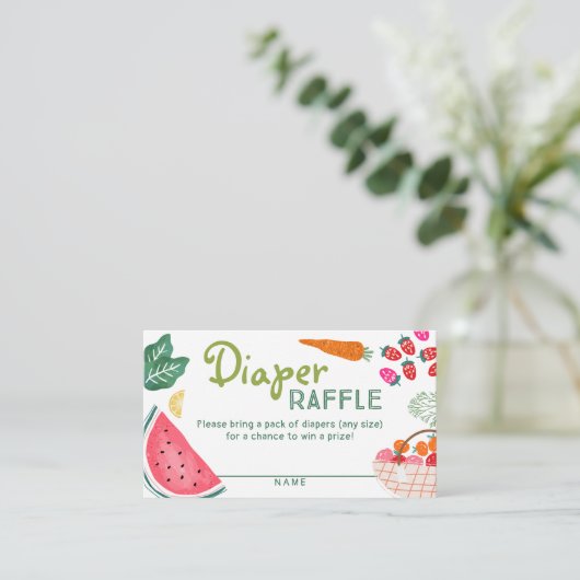 地元で育った赤オーガニックちゃんシャワーおむつラッフル エンクロージャーカード (スタンド正面)