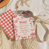 地元で育った赤男女兼用ちゃんシャワー 招待状