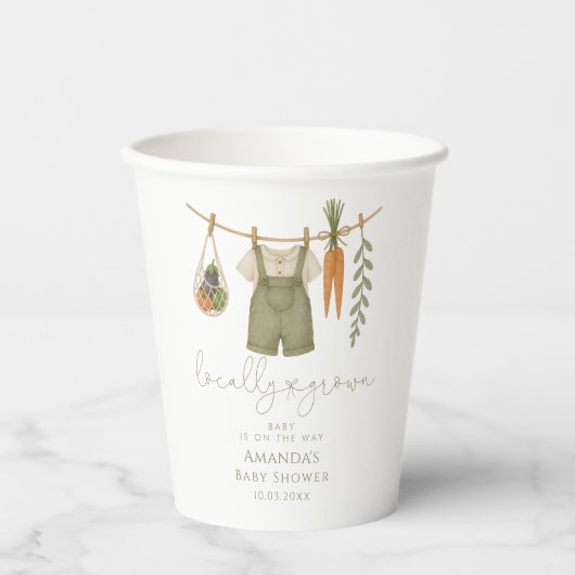 地元で育った赤男女兼用ちゃんシャワー 紙コップ (正面)