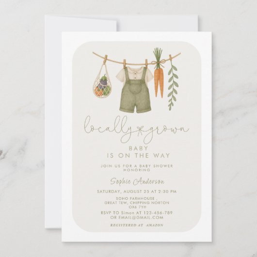 地元で育った赤素朴ちゃんシャワー 招待状 (正面)