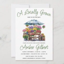 地元で育った農家の花市場ベビーシャワー 招待状