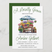 地元で育った農家の花市場ベビーシャワー 招待状 (正面/裏面)
