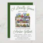 地元で育った農家の花市場ベビーシャワー 招待状 (正面/裏面)