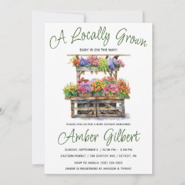 地元で育った農家の花市場ベビーシャワー 招待状