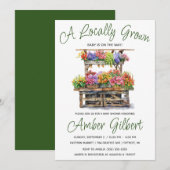 地元で育った農家の花市場ベビーシャワー 招待状 (正面/裏面)