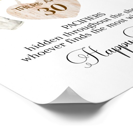 地元で育った農家の赤ちゃんシャワーおしゃぶり狩りゲーム ポスター (角)