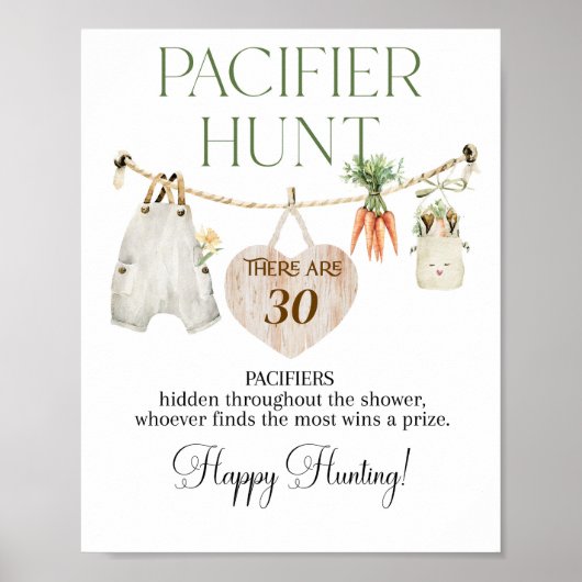 地元で育った農家の赤ちゃんシャワーおしゃぶり狩りゲーム ポスター (正面)