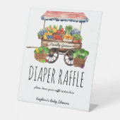 地元で育った農家の赤ちゃんシャワーおむつラッフル 台座サイン (正面)