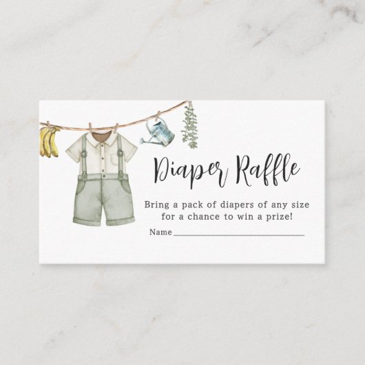 地元で育った農家ベビーシャワーおむつラッフル エンクロージャーカード (正面)