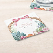 地元で育った農家市場の女の子ベビーシャワー スクエアペーパーコースター (アングル)