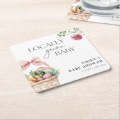 地元で育った農家市場の女の子ベビーシャワー スクエアペーパーコースター (アングル)