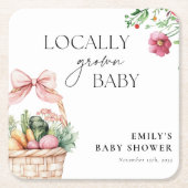 地元で育った農家市場の女の子ベビーシャワー スクエアペーパーコースター (正面)