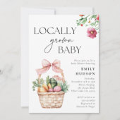 地元で育った農家市場の女の子ベビーシャワー 招待状 (正面)