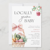 地元で育った農家市場の女の子ベビーシャワー 招待状 (正面)