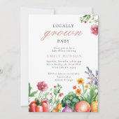 地元で育った農家市場の女の子ベビーシャワー 招待状 (正面)