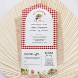 地元で育った農家市場の赤ちゃんシャワー オールインワン招待状