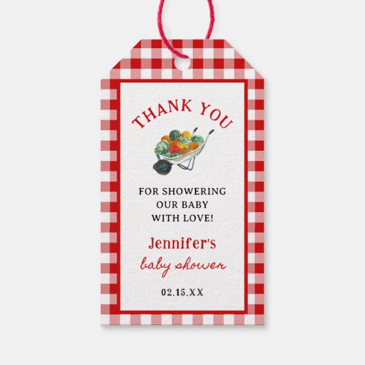 地元で育った農家市場の赤ちゃんシャワー ギフトタグ (裏面)