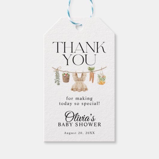 地元で育った農家市場の赤ちゃんシャワー ギフトタグ (正面)