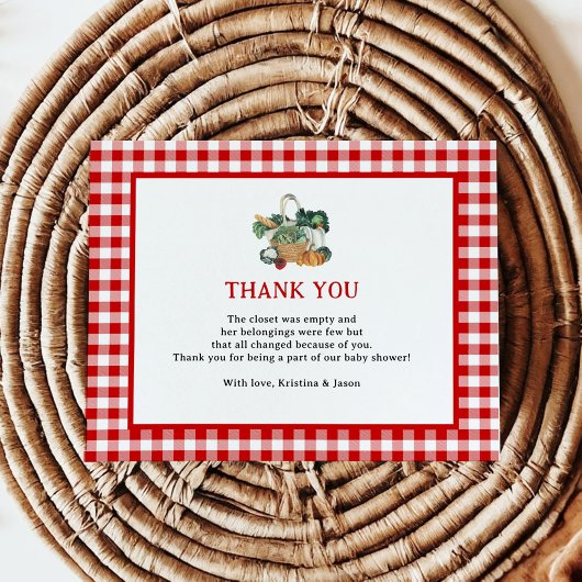 地元で育った農家市場の赤ちゃんシャワー サンキューカード