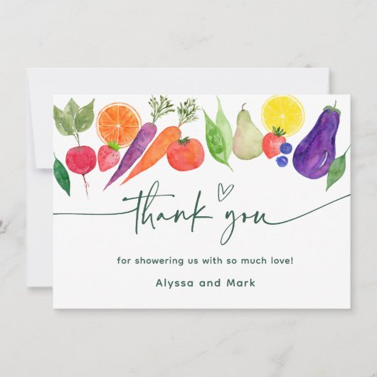 地元で育った農家市場の赤ちゃんシャワー サンキューカード (正面)