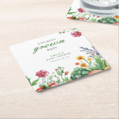 地元で育った農家市場の赤ちゃんシャワー スクエアペーパーコースター (アングル)