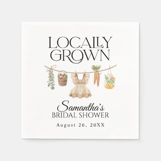 地元で育った農家市場の赤ちゃんシャワー スタンダードカクテルナプキン (正面)