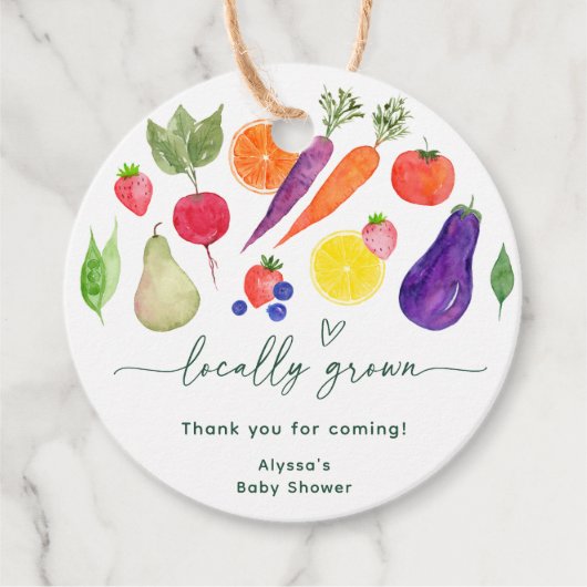 地元で育った農家市場の赤ちゃんシャワー フェイバータグ (正面)