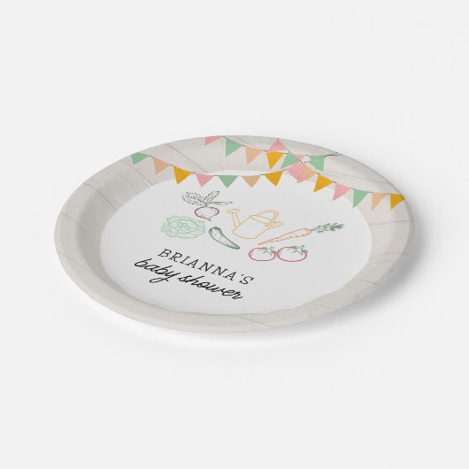 地元で育った農家市場の赤ちゃんシャワー ペーパープレート (アングル)